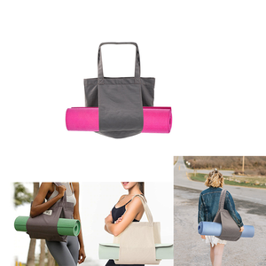 ヨガマットキャリアポケット付きのカスタムキャンバストートバッグには、エクササイズ、ピラティス、旅行、ビーチ、ジム用のすべてのショルダーバッグが含まれています - Product Image 5