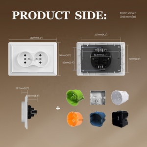 Pháp tiêu chuẩn hiện đại phong cách điện điện đôi cắm & ổ cắm 2P + t tường căn cứ lõm cài đặt - Product Image 4
