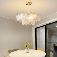 Lustre LED ultra-minimaliste en cuivre pur, style crème français, finition dorée, intensité variable, éclairage pour toute la maison