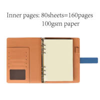Carnet de notes A5 de luxe, classeur à anneaux rechargeable, organiseur en cuir avec boucle métallique pour le bureau et les affaires