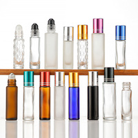Flacon à bille en verre dépoli transparent personnalisé avec logo, 5 ml, 8 ml, 10 ml, 15 ml, pour huiles essentielles et parfums, avec capuchon