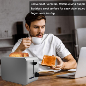 Chất lượng cao thép không gỉ điện nhà bếp nướng bánh mỳ 800W 2 lát rộng hơn khe cắm điện bánh mì nướng bánh mỳ - Product Image 6