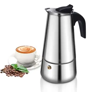 Roestvrijstalen Moka Pot Italiaans Koffiezetapparaat 6 Cup/10 Oz Kookplaat Espressomachine