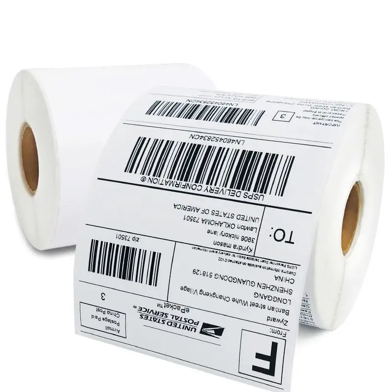 Rouleau de papier adhésif personnalisé, étiquettes thermiques directes 4x6, 100x150, étiquettes d'imprimante, rouleau d'étiquettes de codes-barres