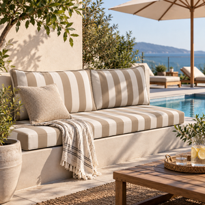 Ensemble <span class=keywords><strong>de</strong></span> coussins <span class=keywords><strong>de</strong></span> banquette pour camping-car, <span class=keywords><strong>caravane</strong></span>, taupe rayé, épais, doux, confortable, pour usage quotidien, intérieur/extérieur - Product Image 2