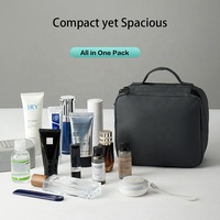 Borsa da toilette ecologica 2 in 1 da viaggio pieghevole appesa per trucco cosmetico con custodia TPU staccabile