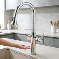 Robinet de cuisine et de salle de bain Shuaiziqi à capteur sans contact 2-en-1 avec affichage LED de la température, rotation à 360°, idéal pour hôtels et hôpitaux