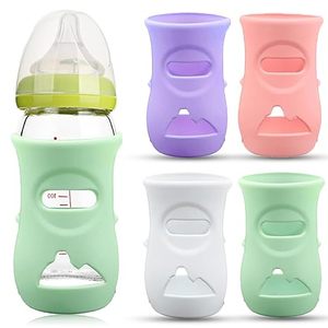 Housse de protection en silicone anti-casse pour bouteille d'eau avec support antidérapant pour bébé, étui extensible pour bouteille en verre pour enfants - Product Image 1