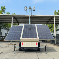 Torre de Luz Solar Móvil de 9m, Precio de Fábrica, 1410W Fotovoltaica, Batería de 1200AH, 4x150W LED, para Proyectos de Abastecimiento B2B