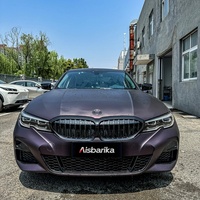 Film vinyle pour voiture en PET satiné noir-violet changeant de couleur, 7,5 mil, résistant aux UV/infrarouges, rouleau de film de luxe pour carrosserie automobile