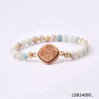Bracelets ajustables personnalisés en perles de 8 mm, bijoux Druzy, pierres précieuses brutes, pierres naturelles, bracelet en cristal