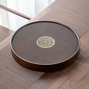 Bamboo Walnut Color <b>Tea</b> Tray Round Water Filter Dry Brewing For Kung Fu <b>Tea</b> <b>Set</b> - Product Image 4