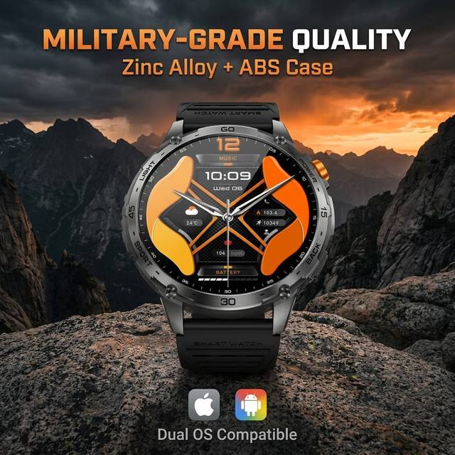 1.73inch Amoled Screen Heavy-duty Tactical K69 Smart Watch Rugged Outdoor Smartwatch for Construction Worker 3ATM Waterproof