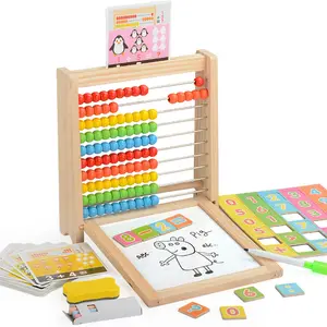 木製の多機能子供たちが磁気製図板黒板学習教育おもちゃを書くそろばんフレームスケッチパッド