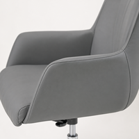 Chaise de bureau exécutive ergonomique moderne avec base en acier et revêtement en cuir PU, cadre en bois, hauteur réglable, pivotante, design confortable