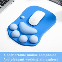 Tapis de souris de jeu Patte de chat 270x200x25mm avec repose-poignet en silicone souple non toxique, design ergonomique et mignon pour bureau et ordinateur