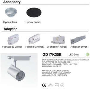 Iluminación de pista Led RONSE de 40W, foco de exposición, 3 cables, luz de pista de Color <span class=keywords><strong>blanco</strong></span>, 1 fase, 4 cables, Cob, 30W, iluminación de pista moderna - Product Image 2