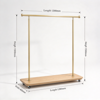Étagère de présentation de vêtements pour enfants dorée avec roulettes, personnalisée pour les magasins de vêtements pour enfants, présentoir de vêtements sur mesure