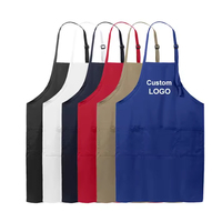 Tabliers personnalisables bleus en coton avec sangle de cou, ajustables, pour salons de beauté, cuisines, chefs, nettoyage et serveurs, avec logo – Vente en gros