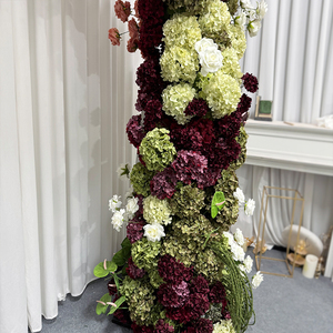 Arche de fleurs artificielles en soie verte et bordeaux pour mariage, anniversaire, Noël, Nouvel An chinois et autres événements - Product Image 2