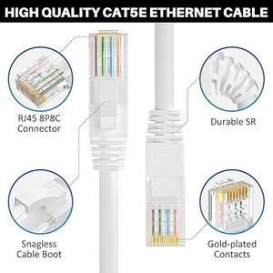 Câble Ethernet Cat5e haute vitesse 1,0 Gbit/s 350 MHz <span class=keywords><strong>RJ45</strong></span> plaqué or Cuivre sans oxygène UTP Garantie 5 ans pour Smart - Product Image 3