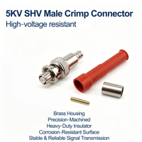 Connecteur coaxial mâle SHV MHV BNC nickelé en laiton, haute tension 5000V, sertissable pour câbles LMR240 RG8X H-155, 50 Ohm 5KV