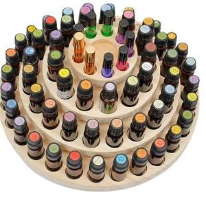 Étagère à Huiles Essentielles en Bois à 3 Niveaux Ronde, Couleur Naturelle, Support Durable pour Bouteilles et Organisateur de Vernis à Ongles - Product Image 2