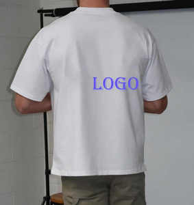 T-shirt en coton épais imprimé sur mesure pour hommes, col court, surdimensionné, coupe Boxy, style hip-hop de rue, sérigraphie vierge - Product Image 4