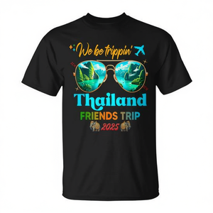 Camiseta del viaje entre amigos en Tailandia 2025, diseño We Be Trippin' Aviator - Product Image 2