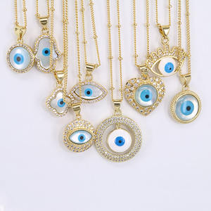 NZ1351 oro 18 carati CZ madreperla occhi diabolici Mal De Ojo turco occhi diabolici protezione talismano Nazar amuleto collana gioielli - Product Image 2