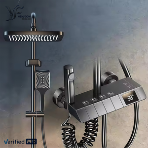 Sistema Doccia Termostatico Multifunzione con Display Digitale, Piattaforma di Stoccaggio Intelligente, Valvola in Ceramica, Getto Silky, Accessori Bagno - Product Image 1