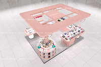 Kiosque de présentation de produits cosmétiques haut de gamme BKC003 pour la vente au détail et la conception de salles d'exposition de soins de la peau en centre commercial