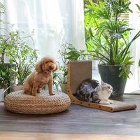 Grattoir mural en L de 26,8 pouces de large pour chat, marque Fuwan, avec jouet interactif à bille, tapis de grattage intérieur pour animaux de compagnie, vente en gros