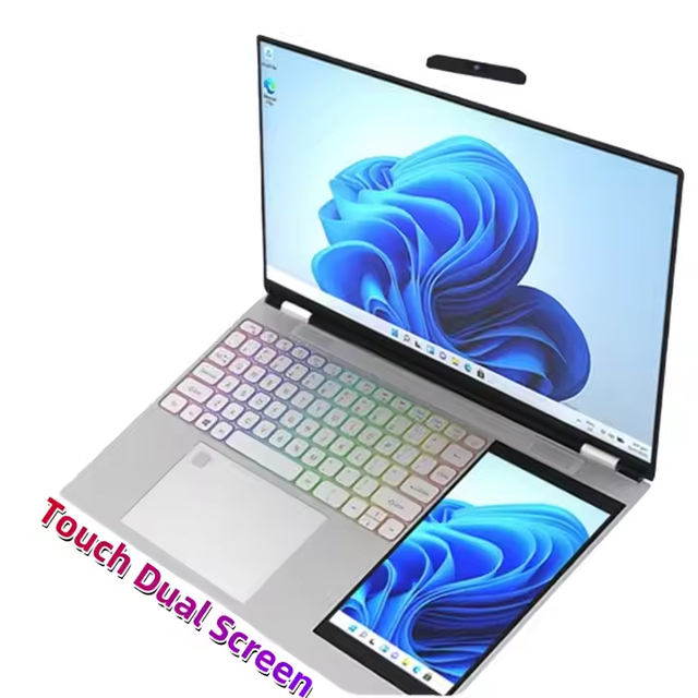 Factory Top Level Laptop Intel N100 16GB RAM 1T SSD 15.6+7 Inch Dual Screen IPS Notebook Computer for Business Laptops