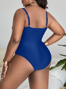 STOCK 3Colors Solid Women <strong>Bandeau</strong> Thongs <strong>Tankini</strong> 1 Piece Plus Size Swimwear Spandex/Nylon Waist Drawstring S-XL - Product Image 3