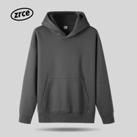 Custom 350 GSM katoen-polyester French Terry unisex oversized heavyweight fleece hoodie met borduurwerk, effen zwart, zonder koord