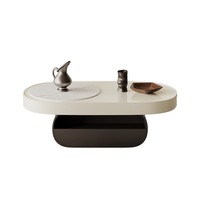 Table basse de salon, mobilier de maison, petit appartement, moderne, simple, design minimaliste, ovale, en bois, écologique, avec rangement, CNC