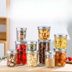 Most Inquired Factory Price Clear 100ml 200ml 250ml 300ml 500ml Pickle Glass Mason Jar Storage Jar With Lids For Sour cucumber