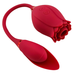Dual-Function Cute Rose Flower Licking Tongue <b>Vibrator</b> for Women with 10-Speed Waterproof USB Rechargeable - Product Image 1