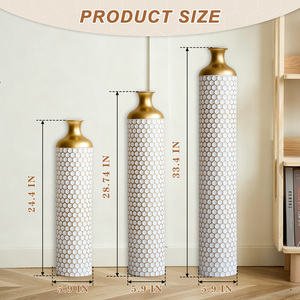 Vaso da terra in metallo, stile moderno, smaltato bianco, set da 3 pezzi, decorativo per la casa, a forma di goccia, grande - Product Image 4