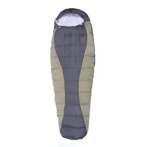 Adult Outdoor Hiking Camping Simple Compression Mummy Sleeping Bag With Cap Winter Hollow Cotton Sleeping Bags