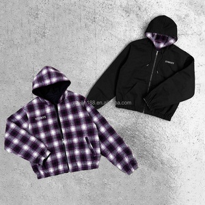 Sweat-shirts à capuche zippés réversibles personnalisés 100 % coton, vestes surdimensionnées, manteaux à carreaux épais, fabricant de sweats à capuche réversibles - Product Image 2