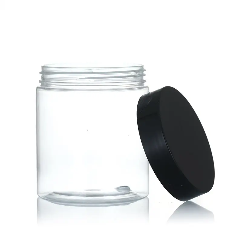 Wholesale Food Packaging 50ml 80ml 100ml 120ml 150ml 180ml 200ml 250ml 300ml PET Plastic Cosmetic Cream Jar with White Black Lid