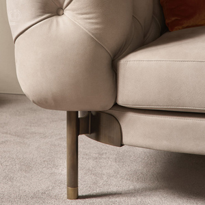 Muebles para el Hogar, Decoración, Juego de Sofás Italianos para Sala de Estar, Sofás Chesterfield de Tela Posmodernos Personalizados con Botones, de Tres Plazas - Product Image 4