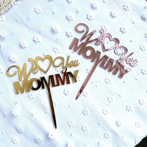 Mamá, te amamos, adorno acrílico para pastel, decoración para pastel del Día de la Madre - Product Image 4