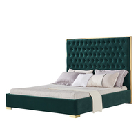 Ensemble de lit king size en velours de l'usine de Foshan, style nordique, luxe, rembourrage doux, cadre de lit queen size, bon prix, meubles de lit