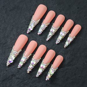 Precio de Fábrica al por Mayor: Uñas Acrílicas 3D de Alta Calidad, Diseño Francés, Cobertura Completa, Forma Ataúd/Cuadrada, Pre-diseñadas, Largas, Origen Jiangsu, en Caja - Product Image 3