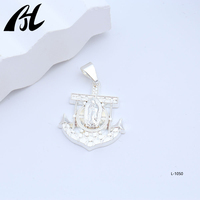 Pendentif Ancre Argentée L-1050, Relief Vierge Marie Jésus, Collier Religieux, Cadeau pour Croyant, E-commerce transfrontalier