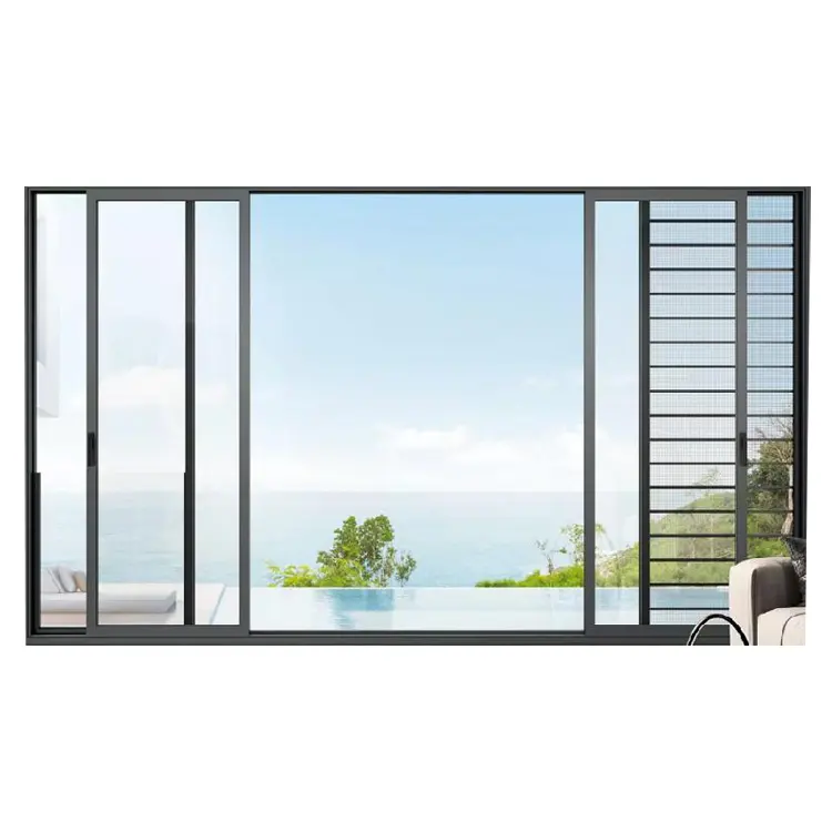 Latest luxury patio door modern design windproof exterior soundproof aluminium sliding glass door for villa