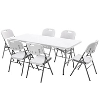 Table à tréteaux en plastique pour banquets, banquets pliants et mariages, 180 cm, 6 pieds, portable, pour l'extérieur, pour fêtes et événements